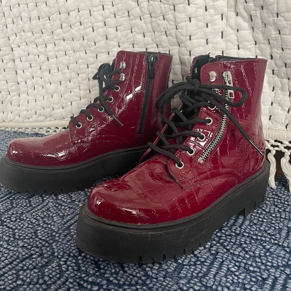 Steve Madden Red Skin Print Boots